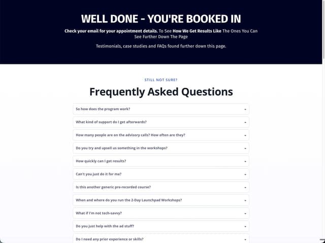 Confirmation Page screenshot